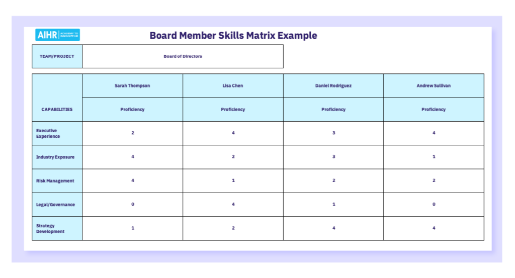 Board Member Skills Matrix Example