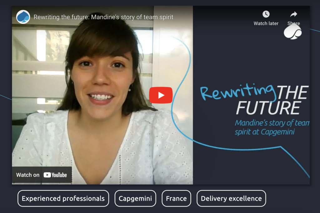 An employee testimonial video from a Capgemini's worker.