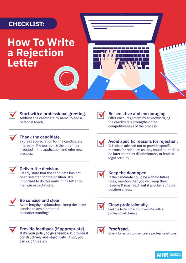 چک لیست-نحوه-نوشتن-نامه-رد-یک صفحه A checklist for crafting a concise, professional job rejection letter.