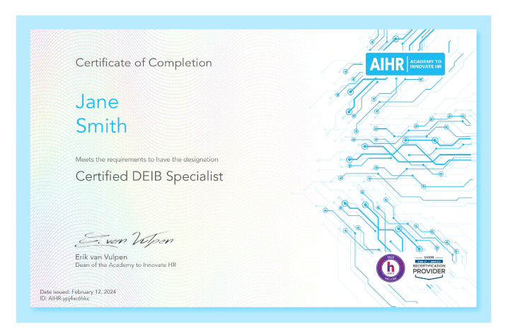 AIHR DEIB Certification.