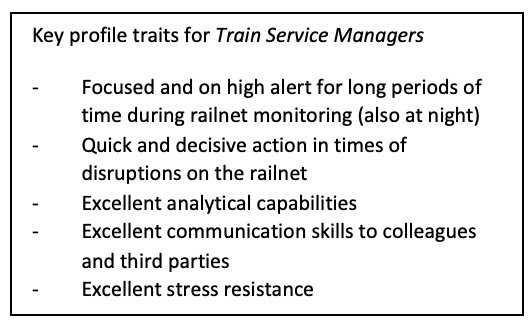 key profile traits for train service managers