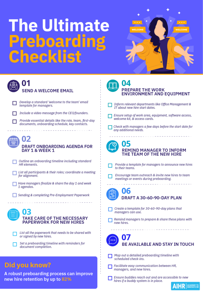 This preboarding checklist is a step-by-step guide to an effective preboarding process.