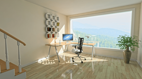 A home office corner