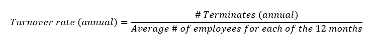 turnover rate calculation over 12 months