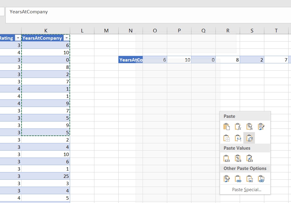 Paste Data Transposed Example