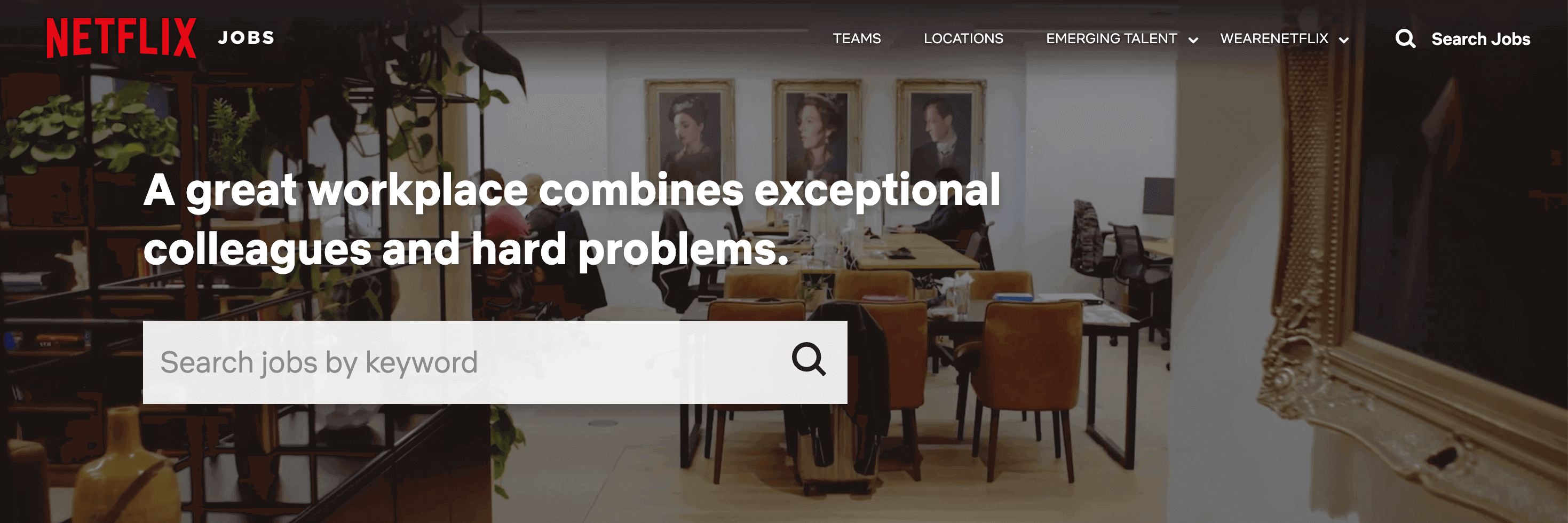 مثال-نتفلیکس-صفحه-کار Netflix's career page on their online website.