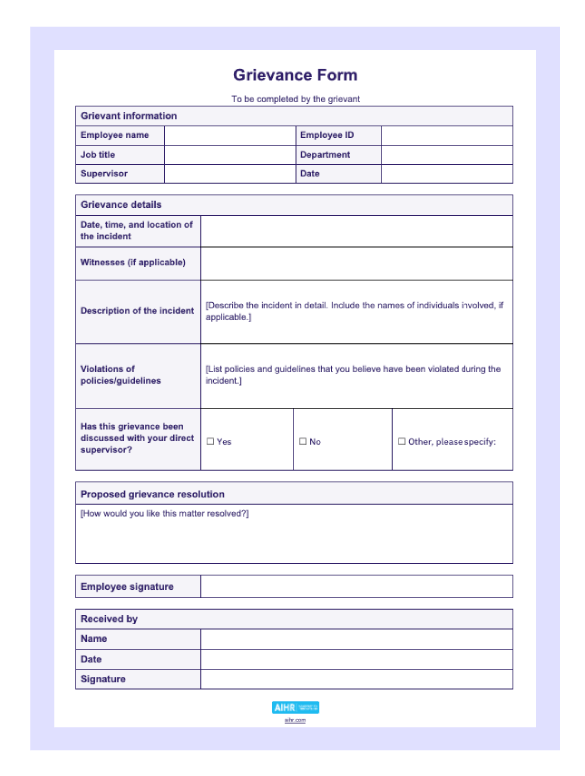 شکایت-فرم-قالب-پیش نمایش A preview of a grievance form.