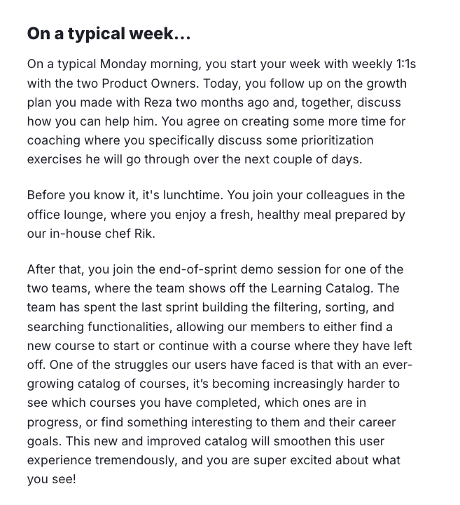 on-a-a-typical-week-aihr "A day in the life" snapshot from an AIHR job posting.