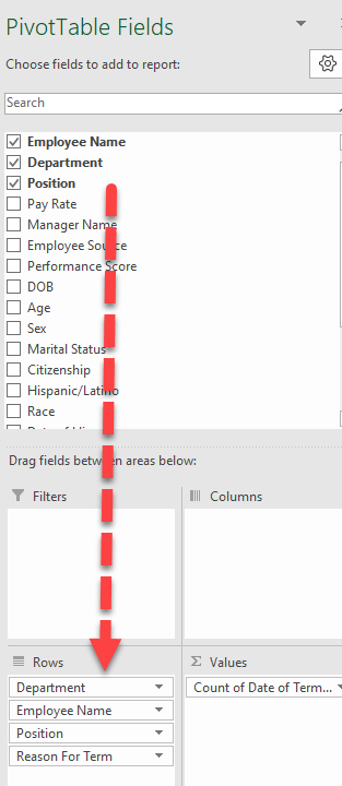 جدول محوری-5 Pivot table fields