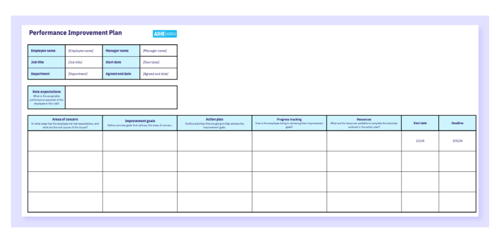 عملکرد-بهبود-طرح-اکسل-1024x492-1 A preview of a performance improvement plan template in Excel.
