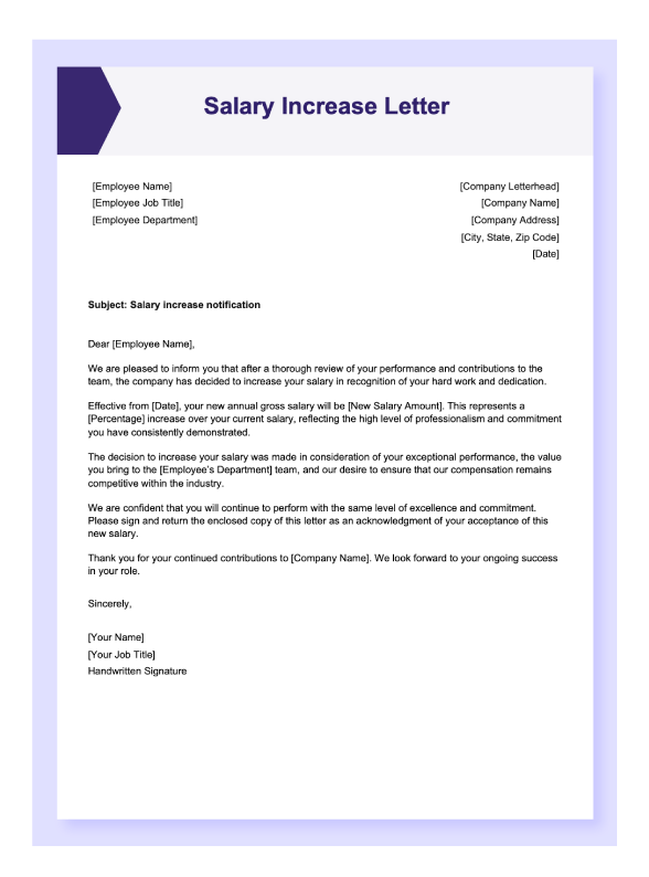 پیش نمایش نامه-افزایش-حقوق A preview of a salary increase letter template in Word.